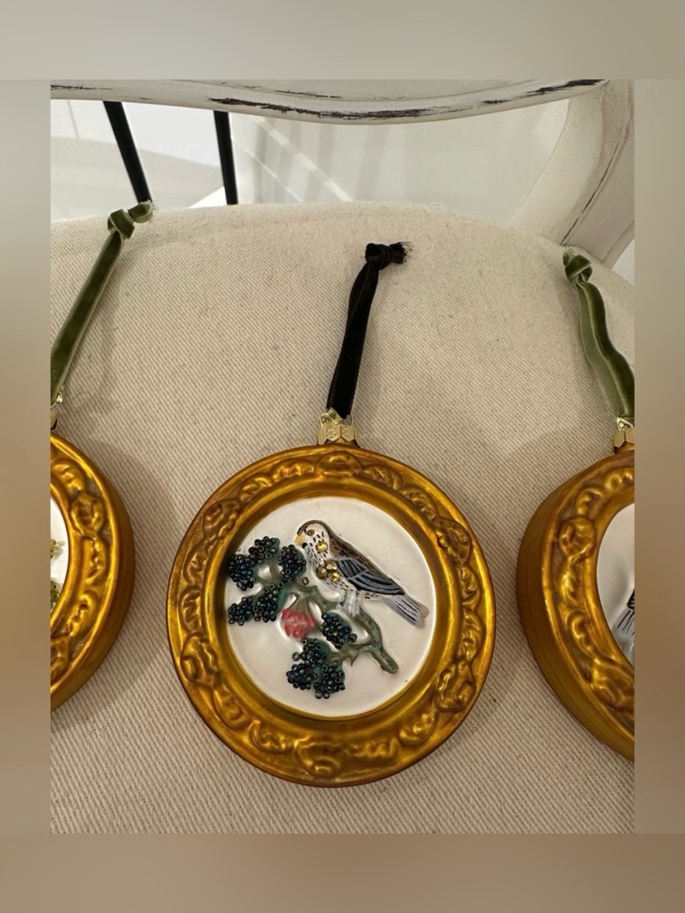 NWT Anthropologie Home Set of Three Gold Bird Christmas Ornaments - Picture 3 of 5
